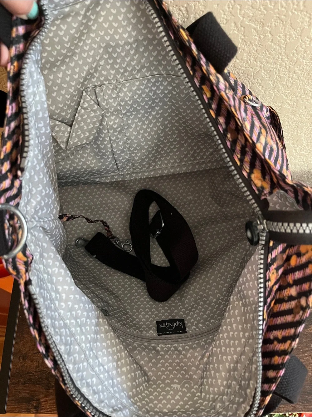 Large Kipling shopper tote with extra strap